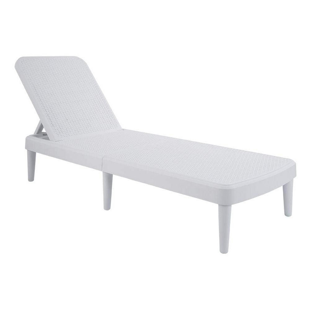 75" White Heavy-Duty Plastic Outdoor Patio Stacking Chaise Lounge - Outdoor Patio Chair