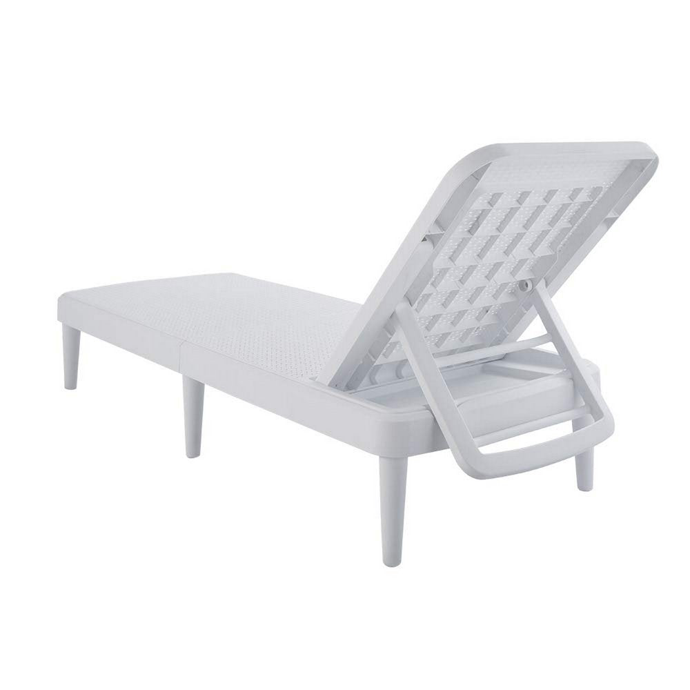 75" White Heavy-Duty Plastic Outdoor Patio Stacking Chaise Lounge - Outdoor Patio Chair