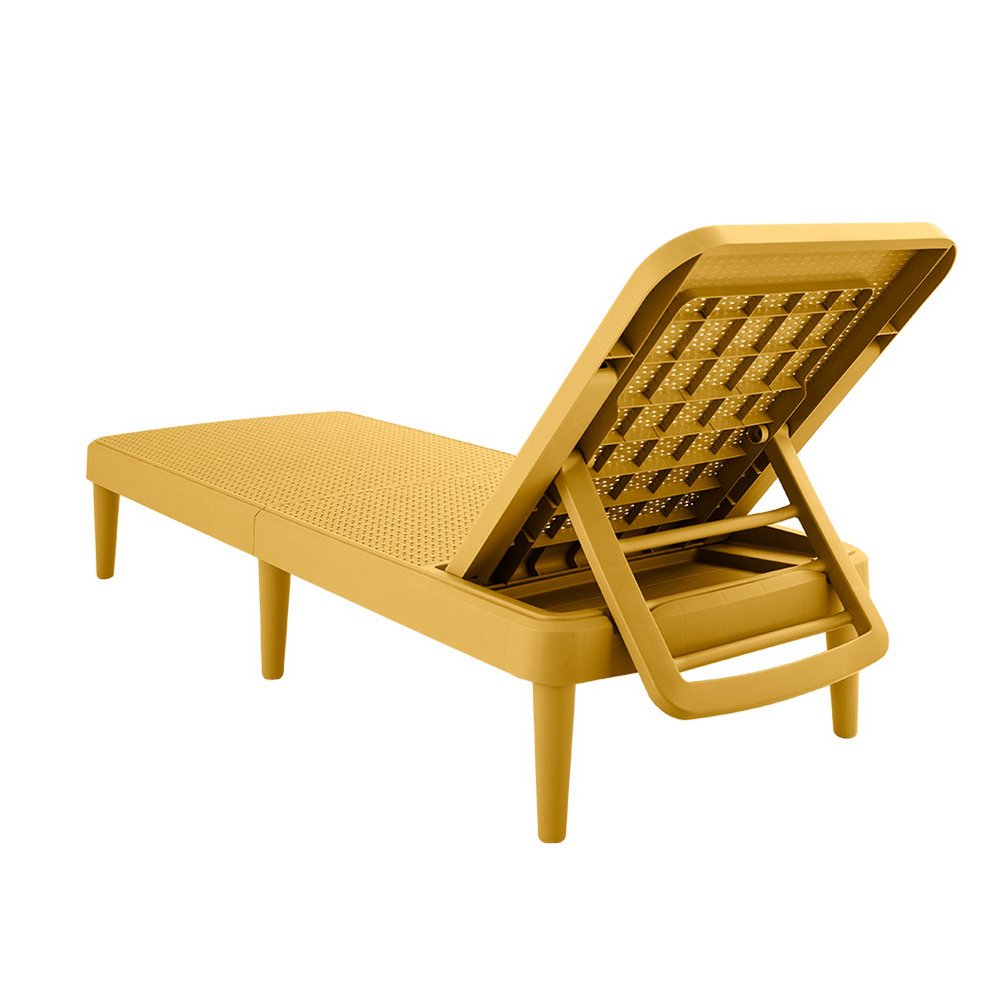 75" Gold Heavy-Duty Plastic Outdoor Patio Stacking Chaise Lounge - Outdoor Patio Chair