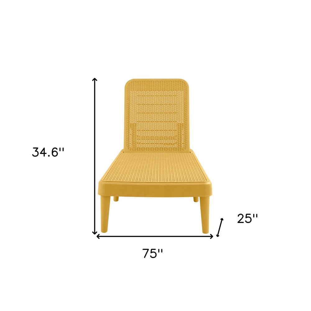75" Gold Heavy-Duty Plastic Outdoor Patio Stacking Chaise Lounge - Outdoor Patio Chair