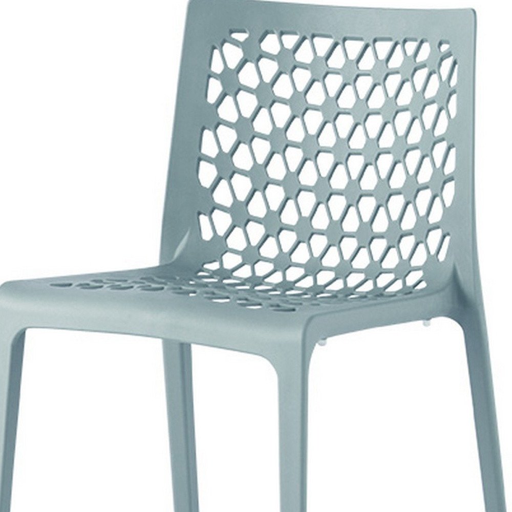 2-Piece Baby Blue Heavy-Duty Plastic Outdoor Patio Stacking Dining Chair Set