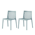 2-Piece Baby Blue Heavy-Duty Plastic Outdoor Patio Stacking Dining Chair Set