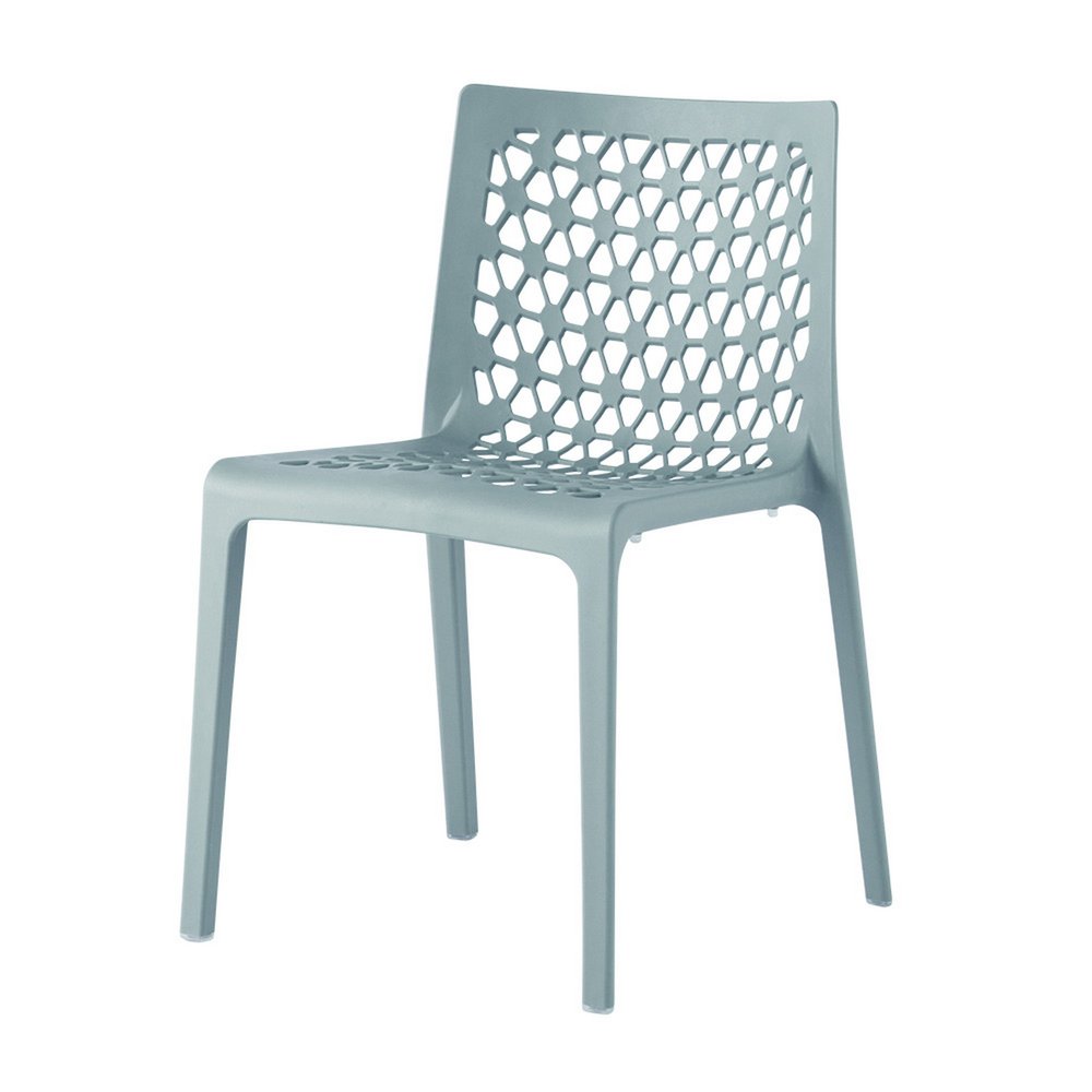 2-Piece Baby Blue Heavy-Duty Plastic Outdoor Patio Stacking Dining Chair Set