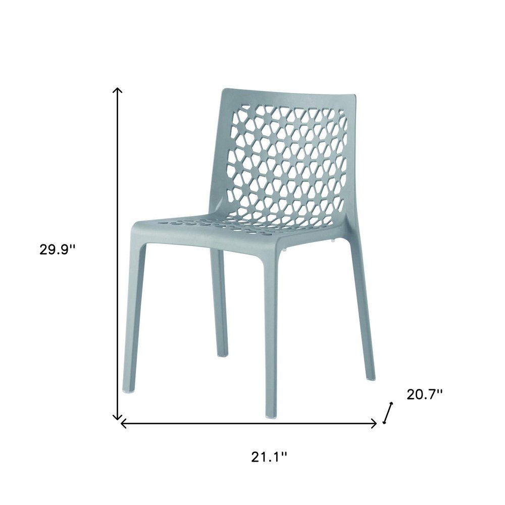 2-Piece Baby Blue Heavy-Duty Plastic Outdoor Patio Stacking Dining Chair Set