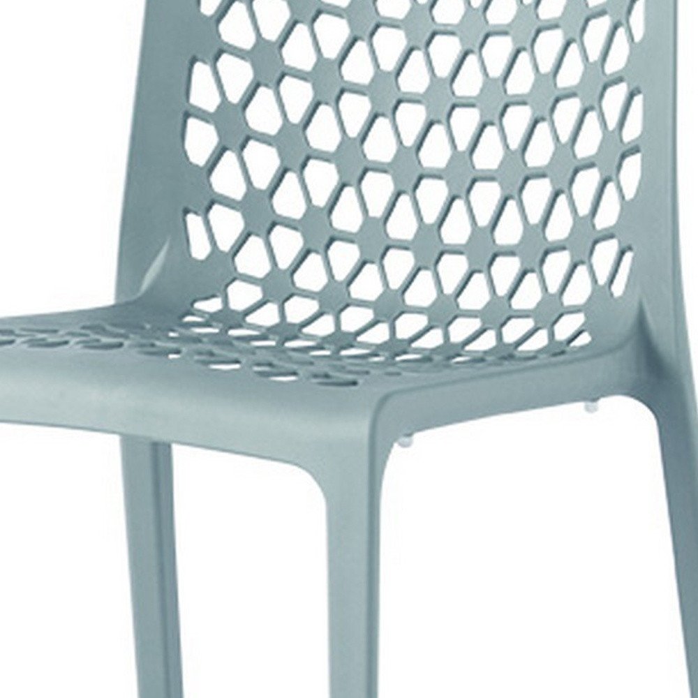 2-Piece Baby Blue Heavy-Duty Plastic Outdoor Patio Stacking Dining Chair Set