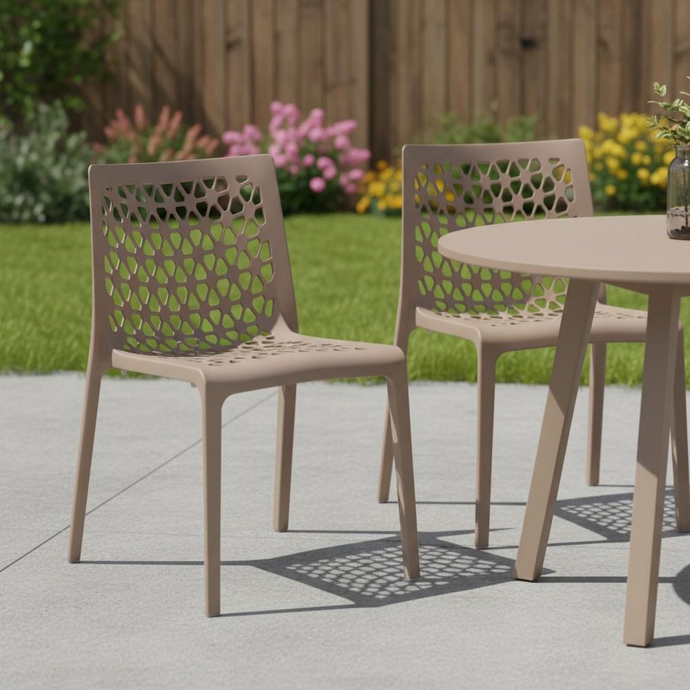 2-Piece Gray Heavy-Duty Plastic Outdoor Patio Stacking Dining Chair Set