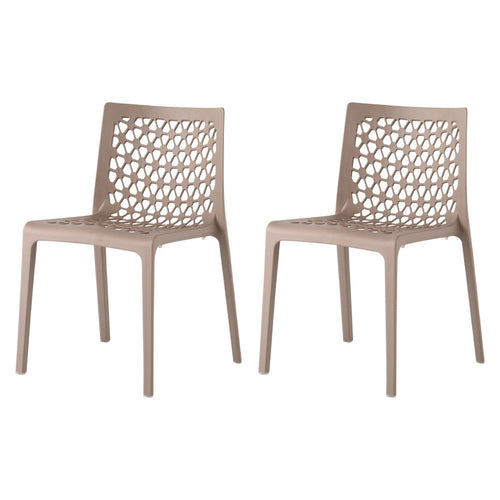 2-Piece Gray Heavy-Duty Plastic Outdoor Patio Stacking Dining Chair Set