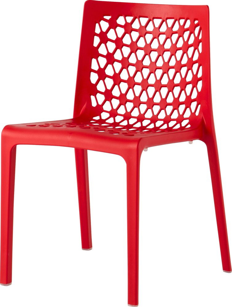 2-Piece Red Heavy-Duty Plastic Outdoor Patio Stacking Dining Chair Set
