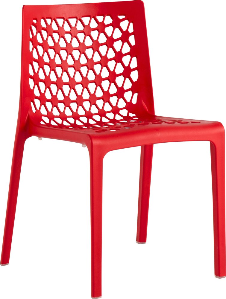 2-Piece Red Heavy-Duty Plastic Outdoor Patio Stacking Dining Chair Set