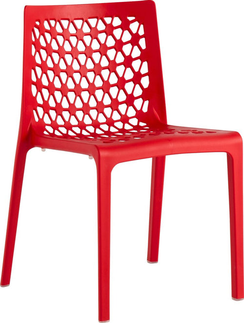 2-Piece Red Heavy-Duty Plastic Outdoor Patio Stacking Dining Chair Set