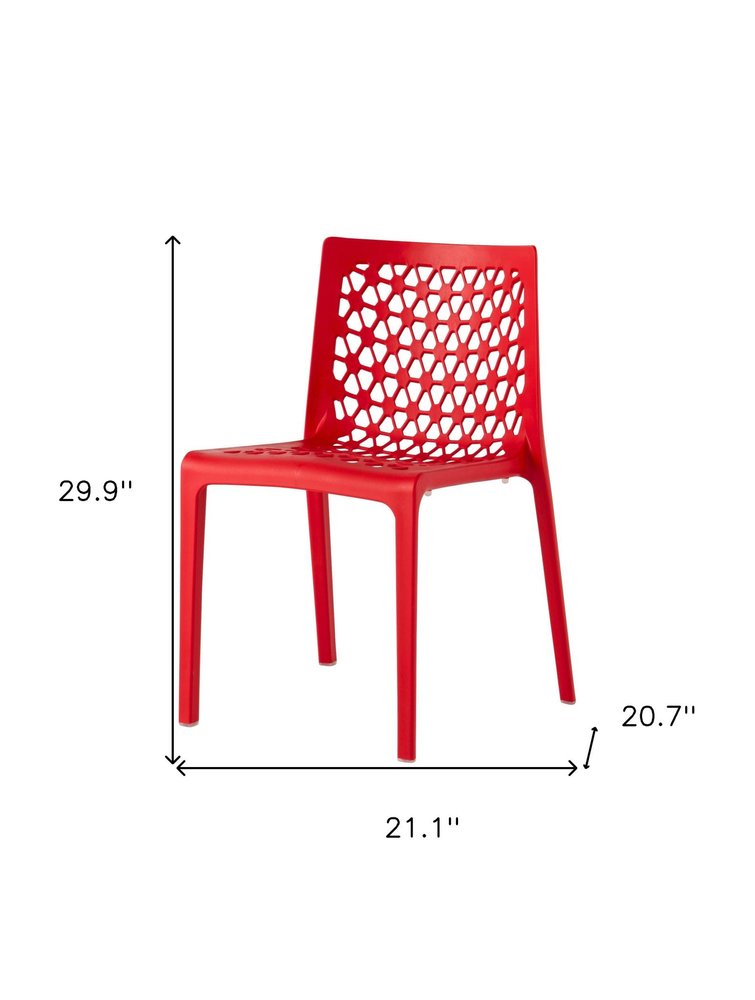 2-Piece Red Heavy-Duty Plastic Outdoor Patio Stacking Dining Chair Set