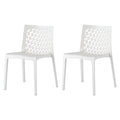 2-Piece White Heavy-Duty Plastic Outdoor Patio Stacking Dining Chair Set