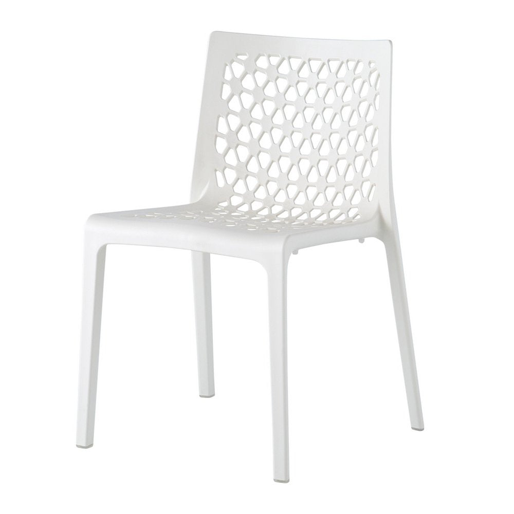 2-Piece White Heavy-Duty Plastic Outdoor Patio Stacking Dining Chair Set
