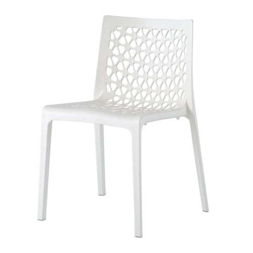 2-Piece White Heavy-Duty Plastic Outdoor Patio Stacking Dining Chair Set