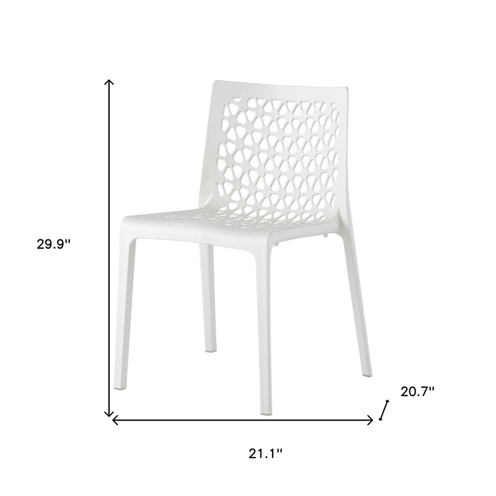 2-Piece White Heavy-Duty Plastic Outdoor Patio Stacking Dining Chair Set