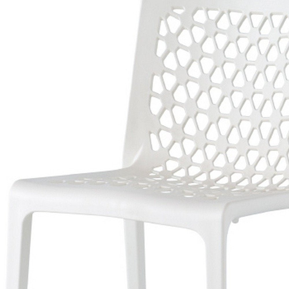 2-Piece White Heavy-Duty Plastic Outdoor Patio Stacking Dining Chair Set