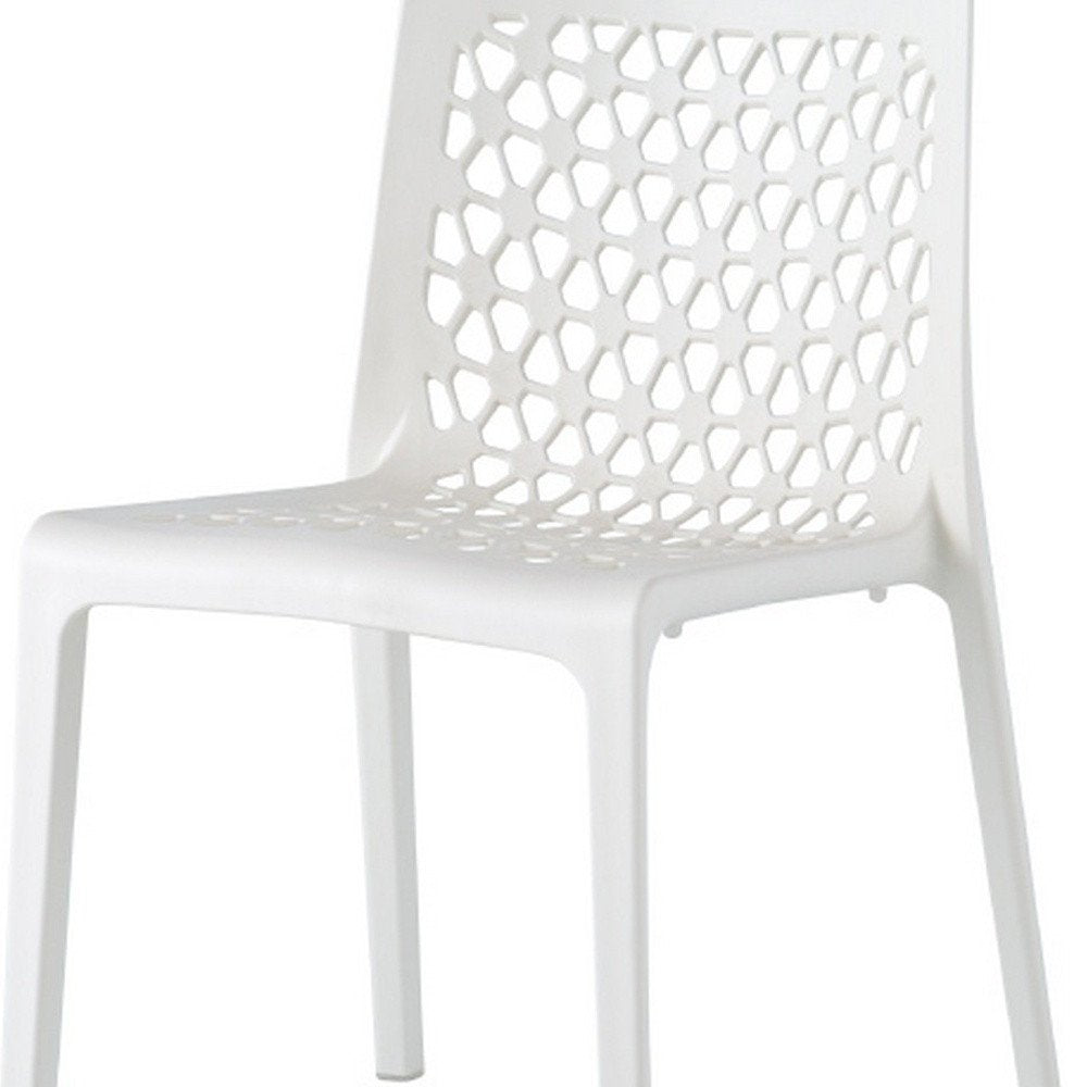 2-Piece White Heavy-Duty Plastic Outdoor Patio Stacking Dining Chair Set