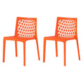2-Piece Orange Heavy-Duty Plastic Outdoor Patio Stacking Dining Chair Set