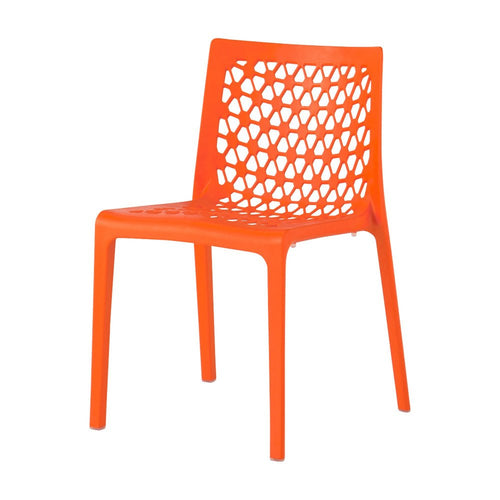 2-Piece Orange Heavy-Duty Plastic Outdoor Patio Stacking Dining Chair Set