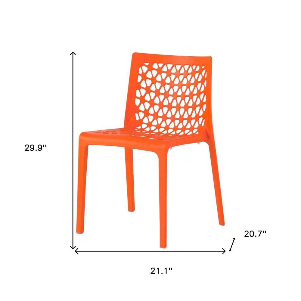 2-Piece Orange Heavy-Duty Plastic Outdoor Patio Stacking Dining Chair Set