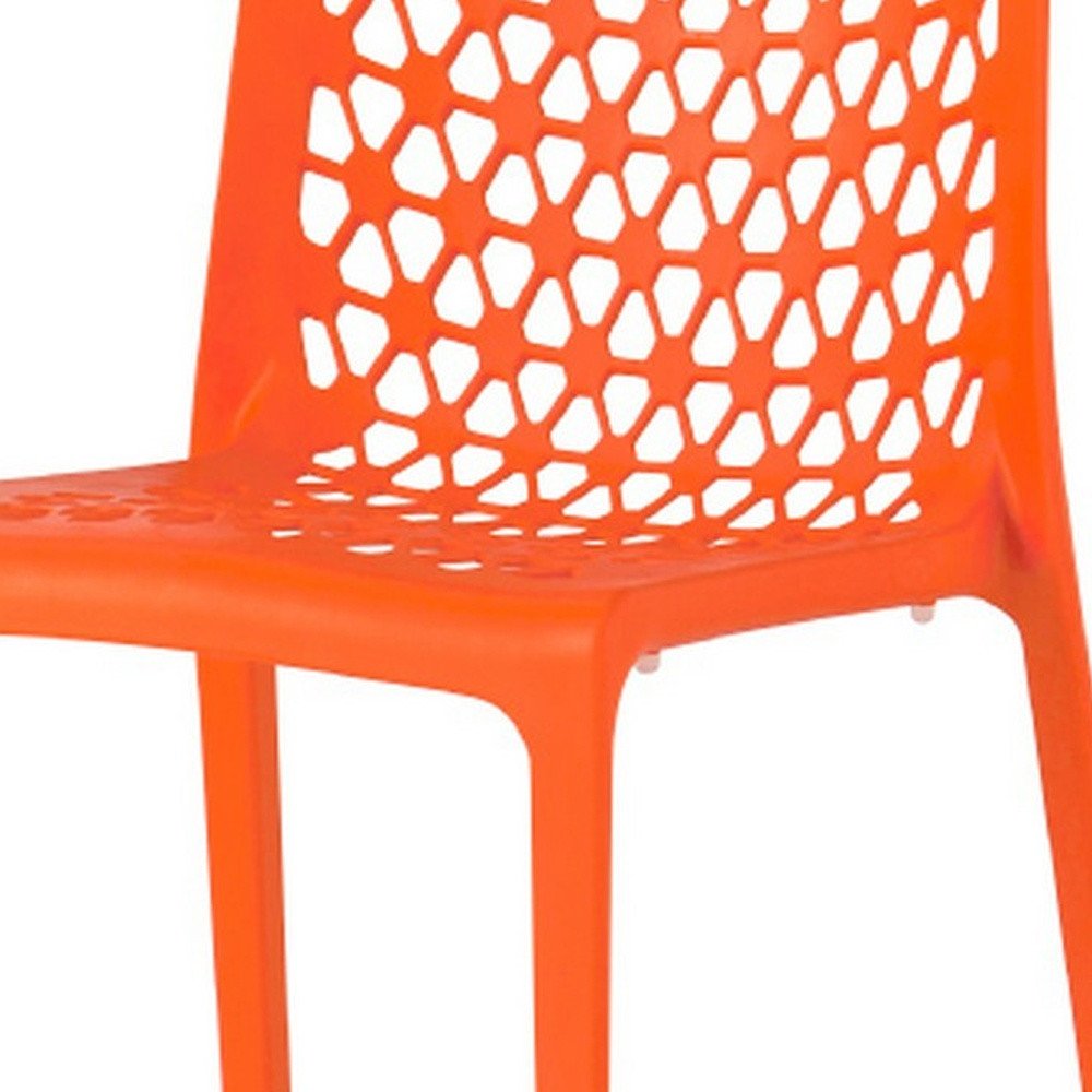 2-Piece Orange Heavy-Duty Plastic Outdoor Patio Stacking Dining Chair Set
