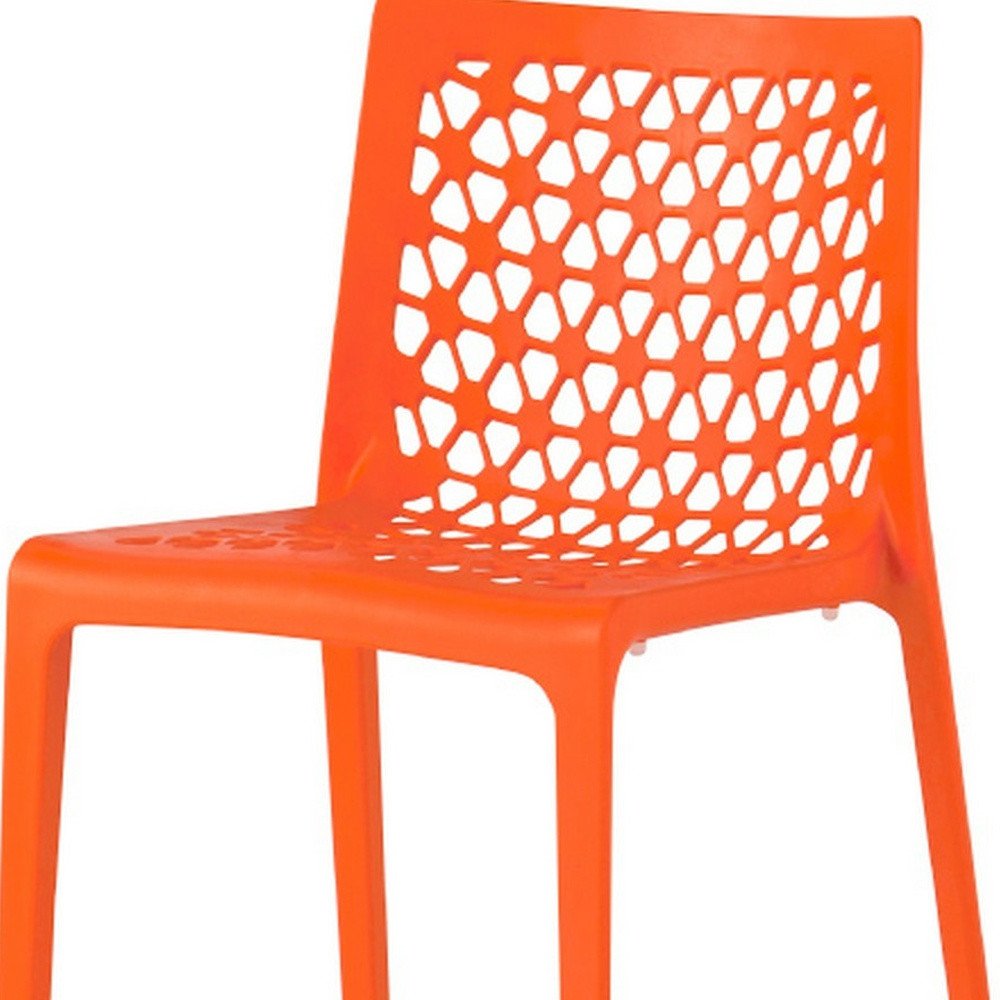 2-Piece Orange Heavy-Duty Plastic Outdoor Patio Stacking Dining Chair Set