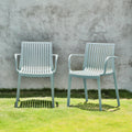 2-Piece Baby Blue Heavy-Duty Plastic Outdoor Patio Stacking Arm Chair Set