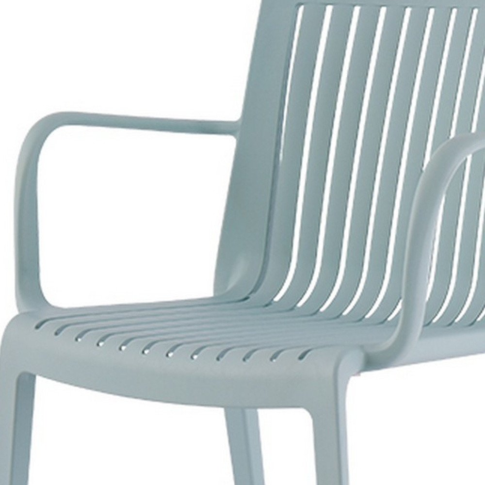 2-Piece Baby Blue Heavy-Duty Plastic Outdoor Patio Stacking Arm Chair Set