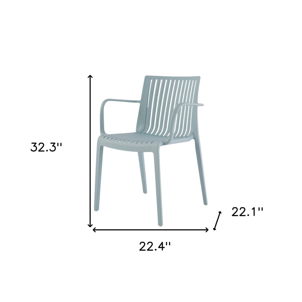 2-Piece Baby Blue Heavy-Duty Plastic Outdoor Patio Stacking Arm Chair Set