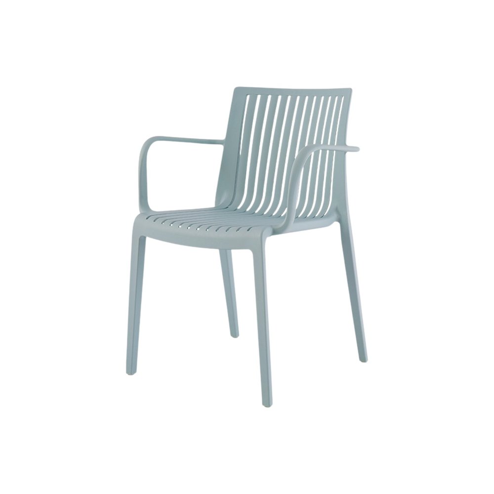 2-Piece Baby Blue Heavy-Duty Plastic Outdoor Patio Stacking Arm Chair Set