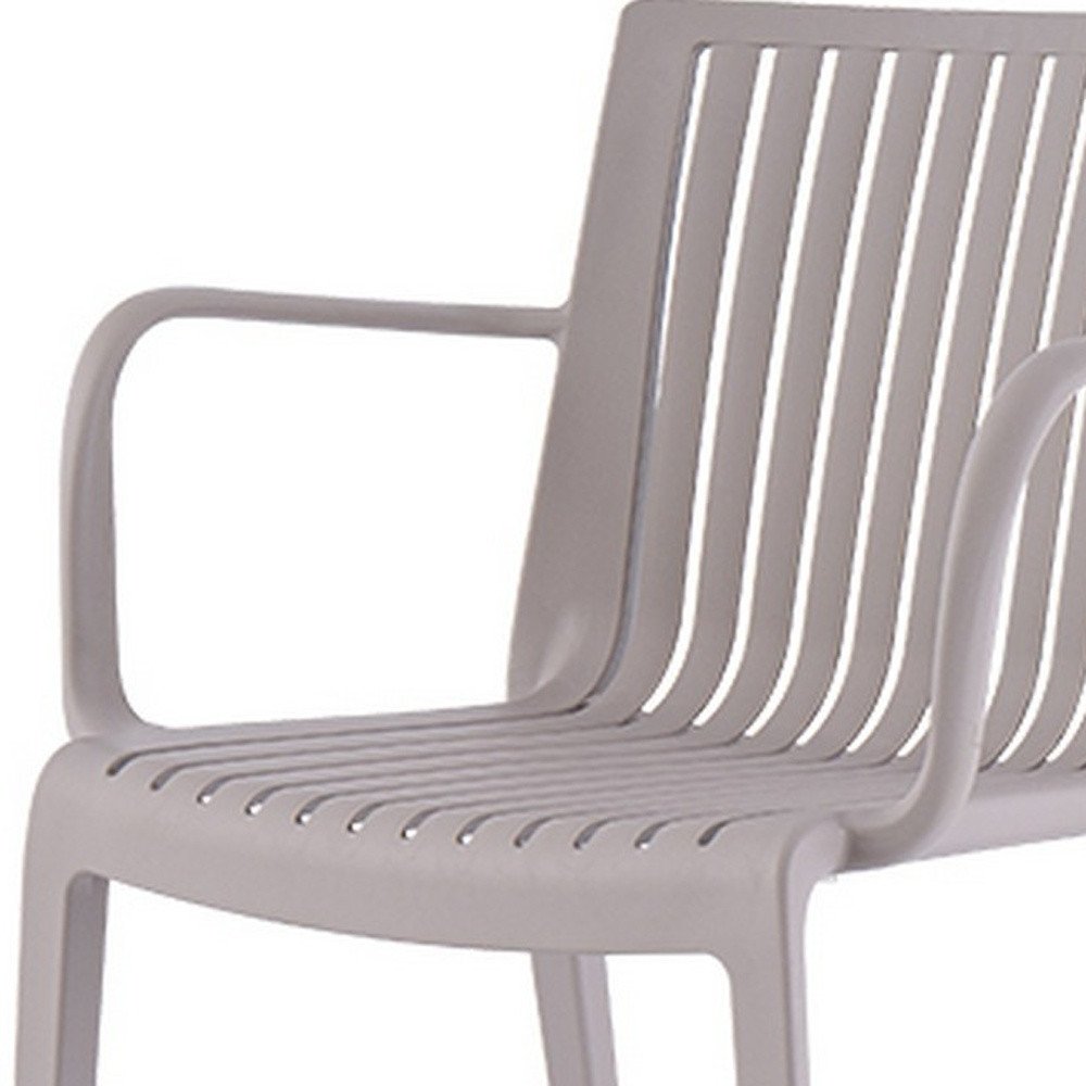 2-Piece Taupe Heavy-Duty Plastic Outdoor Patio Stacking Arm Chair Set