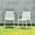 2-Piece White Heavy-Duty Plastic Outdoor Patio Stacking Arm Chair Set