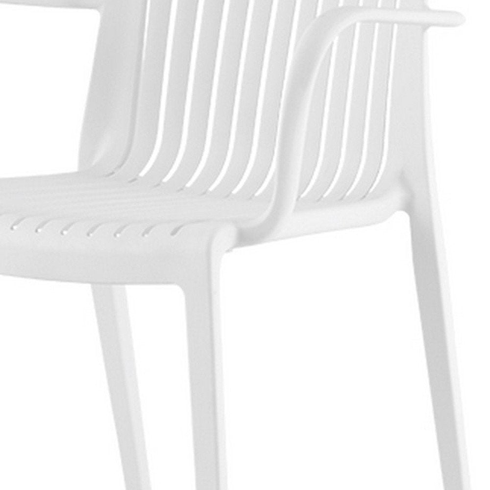 2-Piece White Heavy-Duty Plastic Outdoor Patio Stacking Arm Chair Set