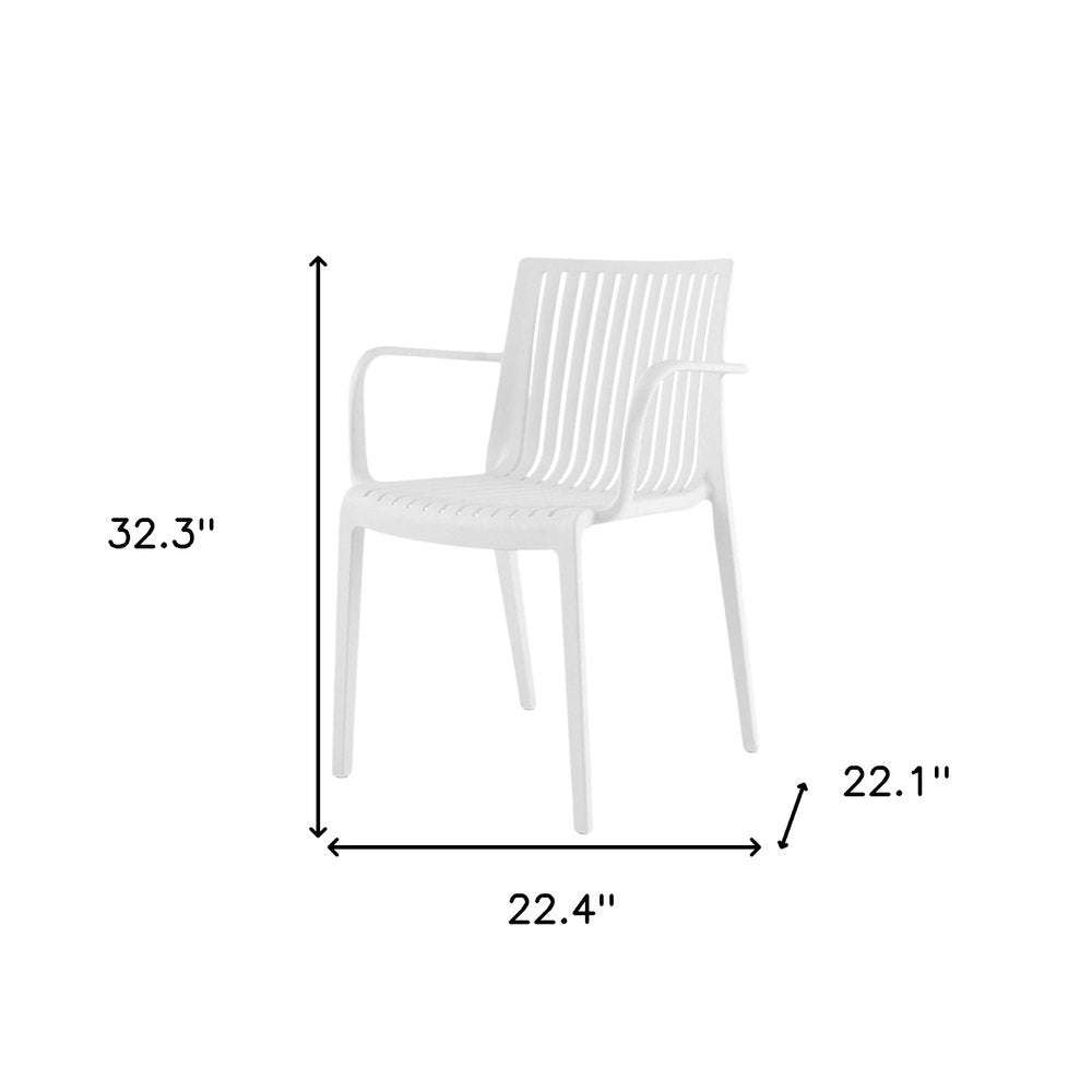 2-Piece White Heavy-Duty Plastic Outdoor Patio Stacking Arm Chair Set