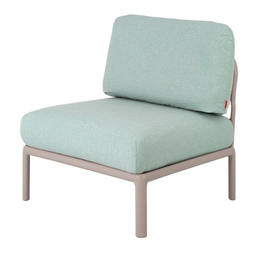 31" Gray Heavy-Duty Plastic Outdoor Patio Armchair with Sea Green Cushion - Outdoor Patio Chair