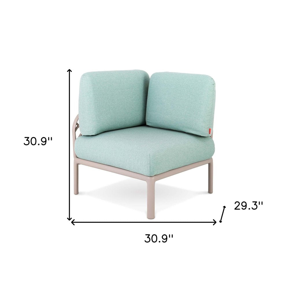 31" Sea Green Heavy-Duty Plastic Outdoor Patio Modular with Sea Green Cushion - Outdoor Patio Chair