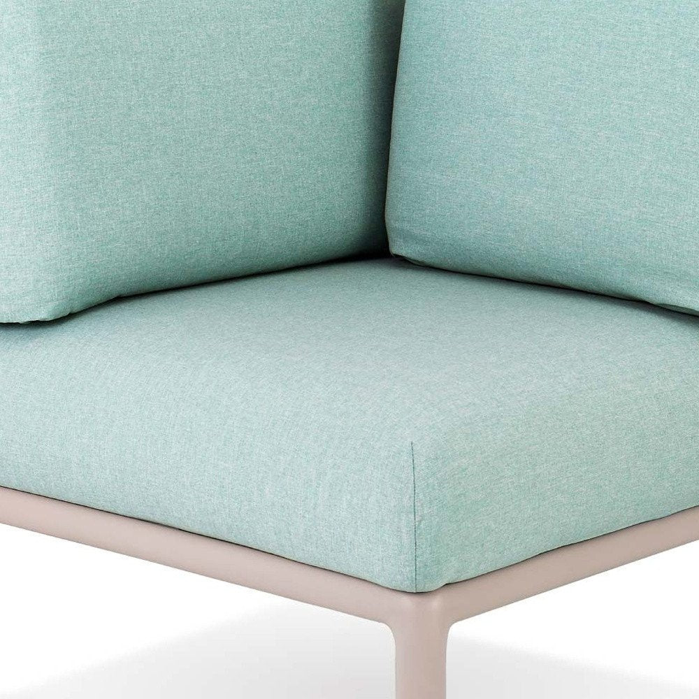 31" Sea Green Heavy-Duty Plastic Outdoor Patio Modular with Sea Green Cushion - Outdoor Patio Chair