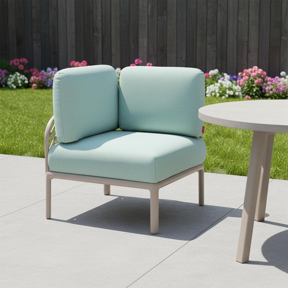 31" Sea Green Heavy-Duty Plastic Outdoor Patio Modular with Sea Green Cushion - Outdoor Patio Chair