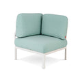 31" White Heavy-Duty Plastic Outdoor Patio Modular with Sea Green Cushion - Outdoor Patio Chair