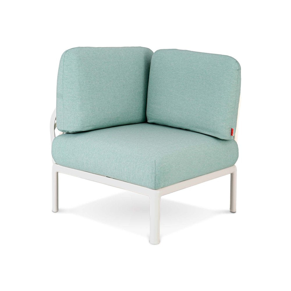 31" White Heavy-Duty Plastic Outdoor Patio Modular with Sea Green Cushion - Outdoor Patio Chair