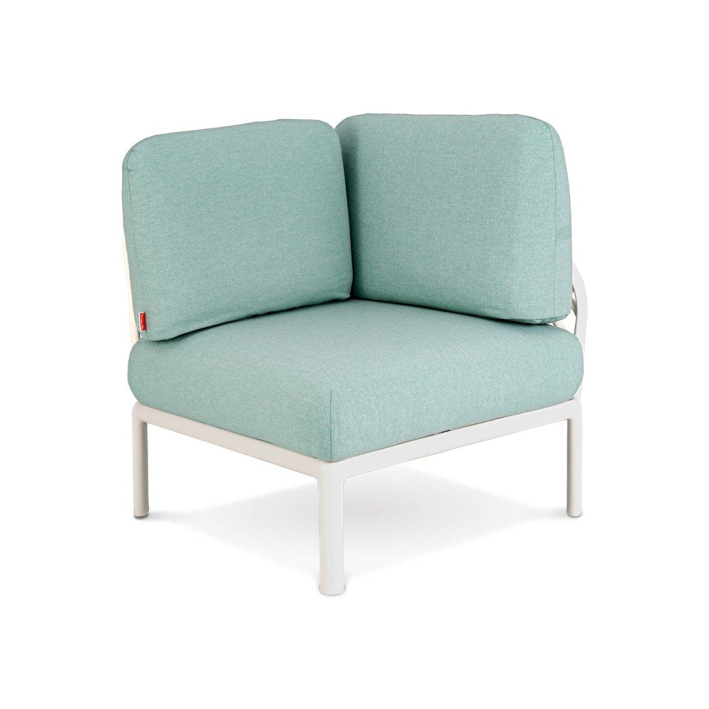 31" White Heavy-Duty Plastic Outdoor Patio Modular with Sea Green Cushion - Outdoor Patio Chair