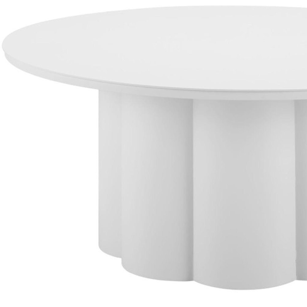 34" White Rounded Aluminum Outdoor Patio Coffee Table