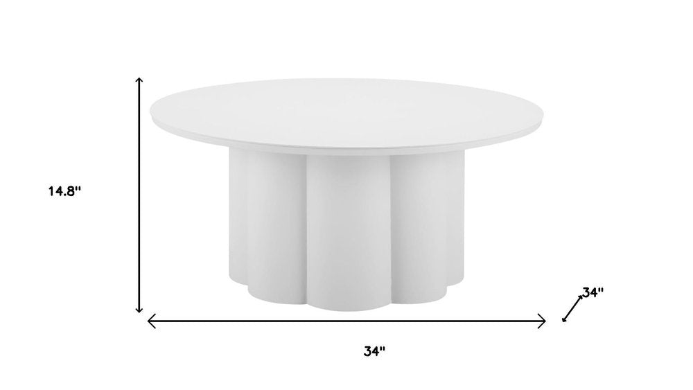 34" White Rounded Aluminum Outdoor Patio Coffee Table