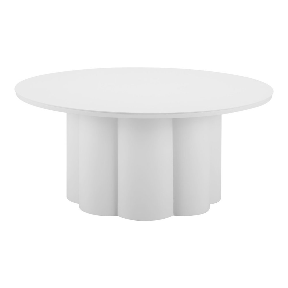 34" White Rounded Aluminum Outdoor Patio Coffee Table
