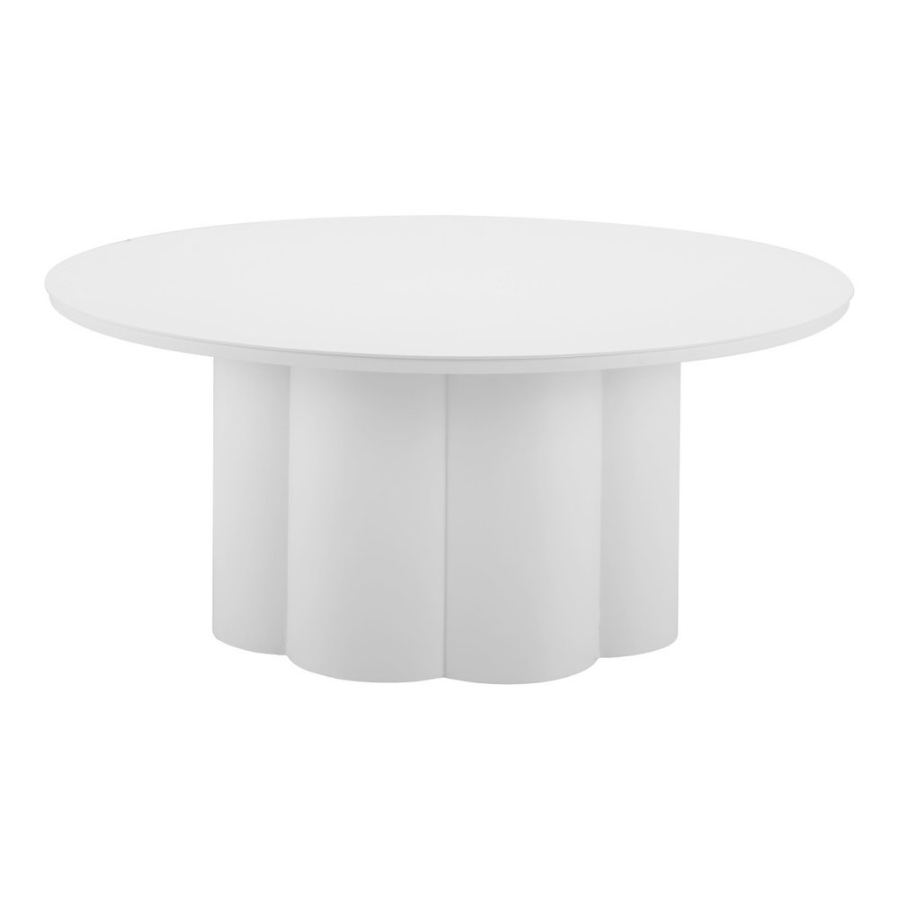 34" White Rounded Aluminum Outdoor Patio Coffee Table