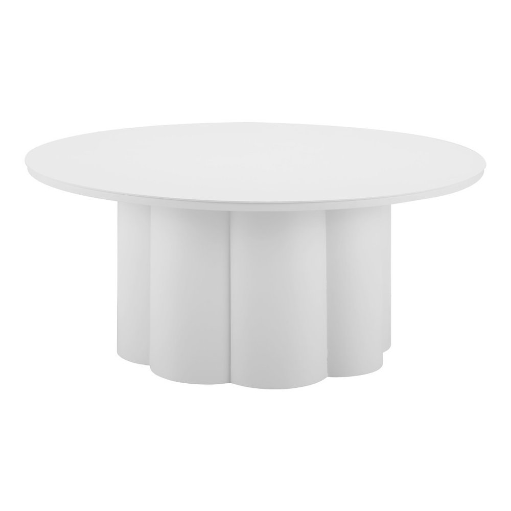 34" White Rounded Aluminum Outdoor Patio Coffee Table