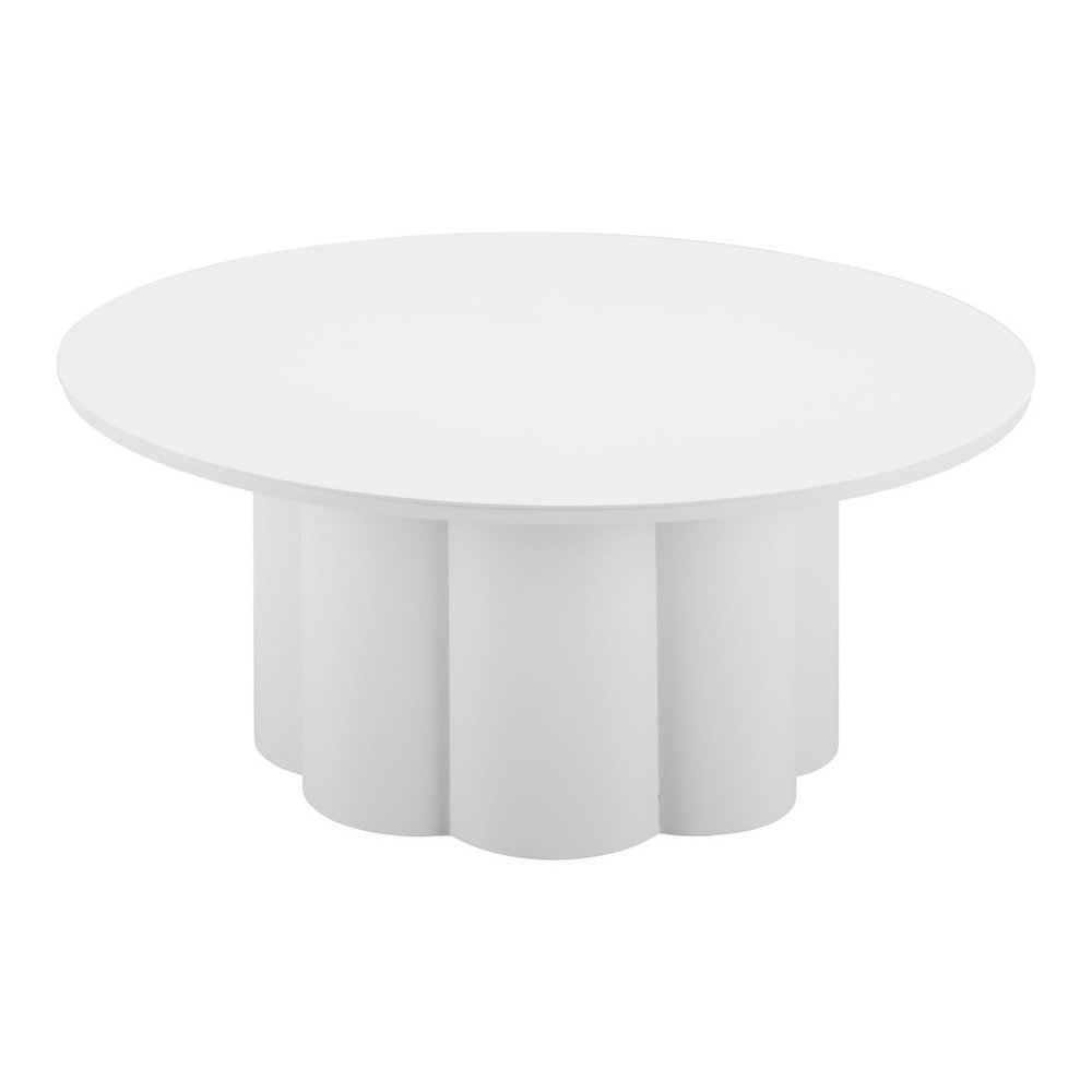 34" White Rounded Aluminum Outdoor Patio Coffee Table