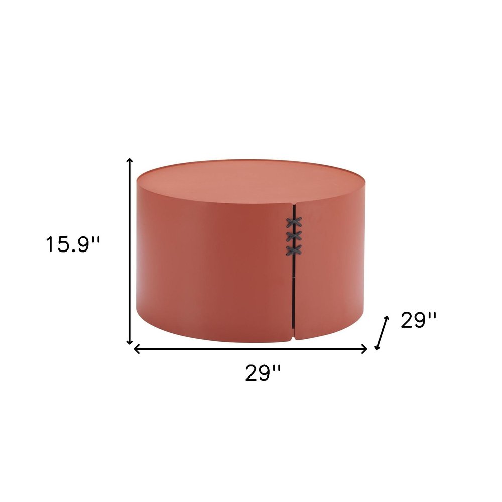 29" Terra Cotta Rounded Aluminum Outdoor Patio Coffee Table