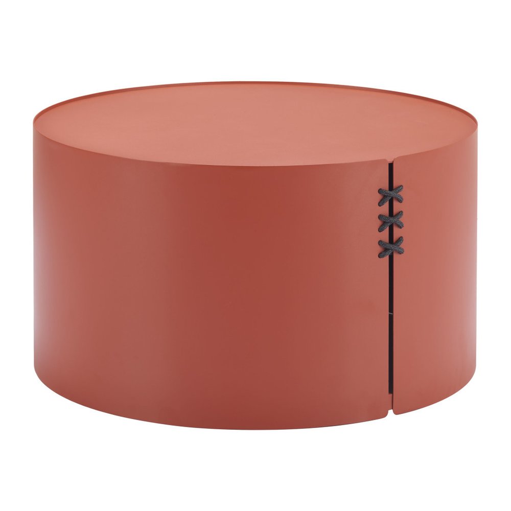 29" Terra Cotta Rounded Aluminum Outdoor Patio Coffee Table
