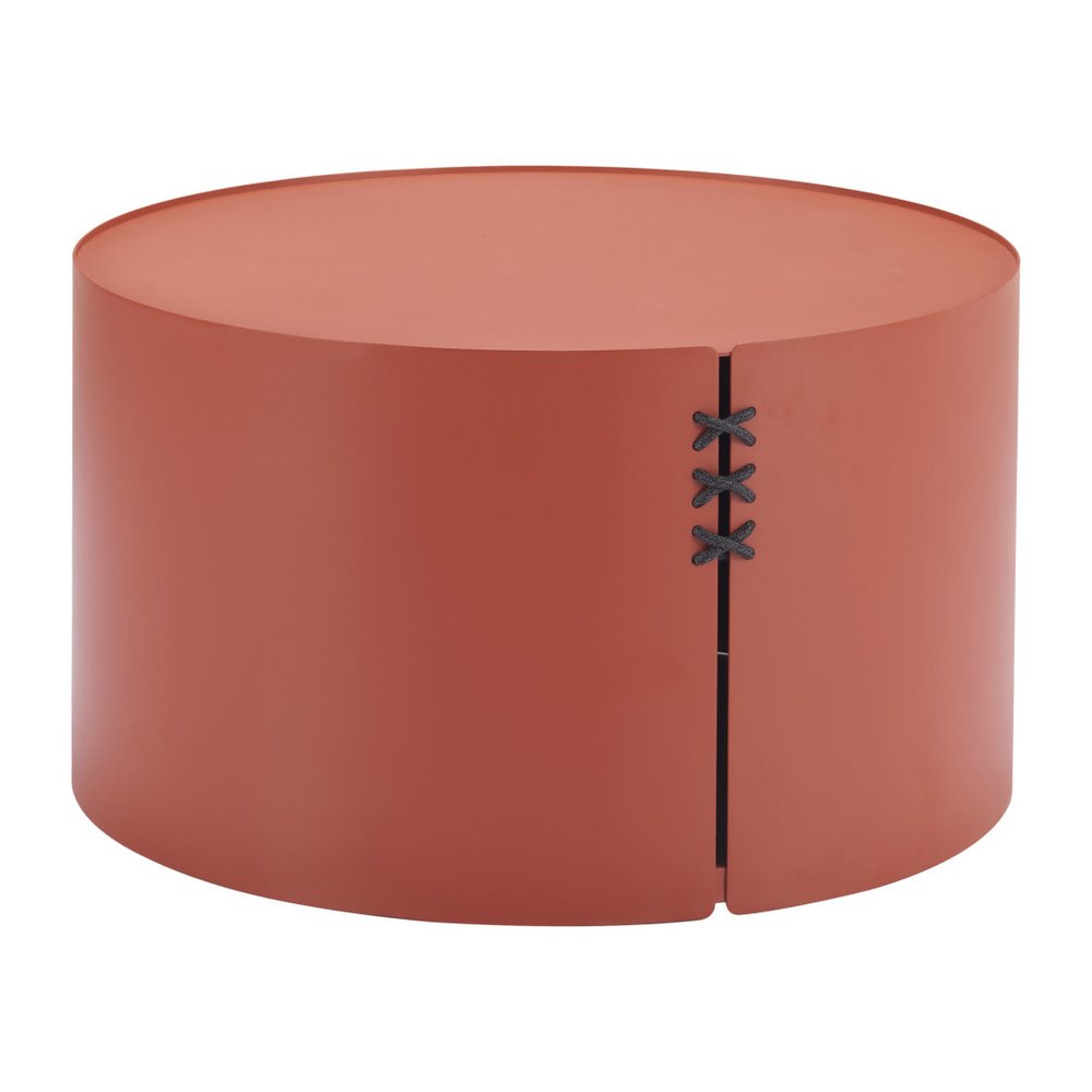 29" Terra Cotta Rounded Aluminum Outdoor Patio Coffee Table